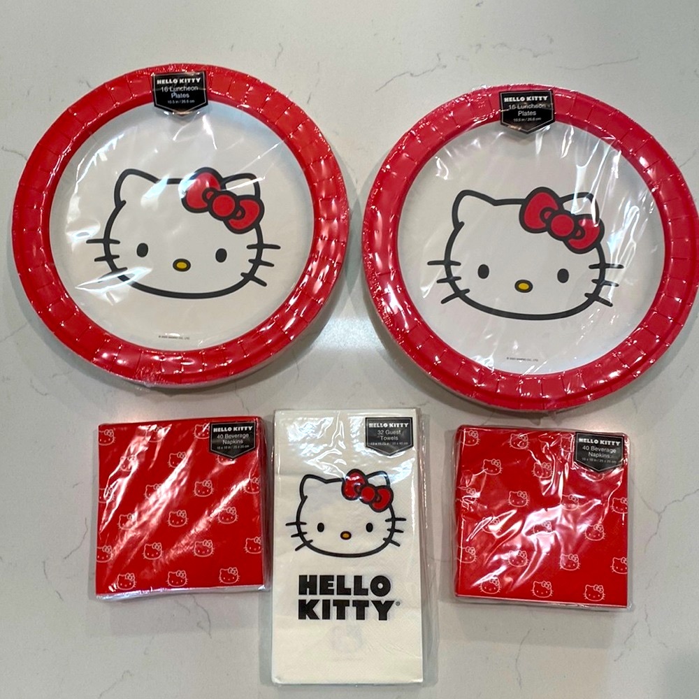 Hello Kitty Party Plates & Napkin Set | Red Birthday